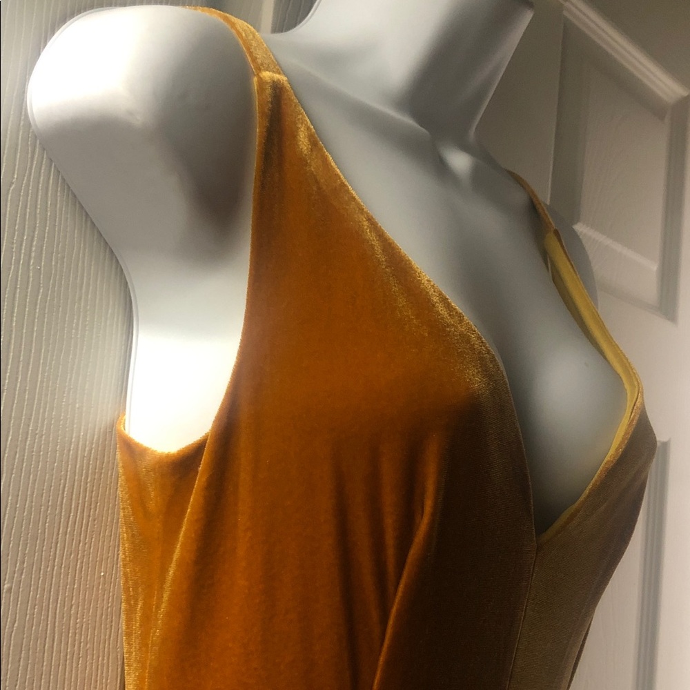 Lulu's Spaghetti Strap Velvet Maxi Dress in Burnt Orange